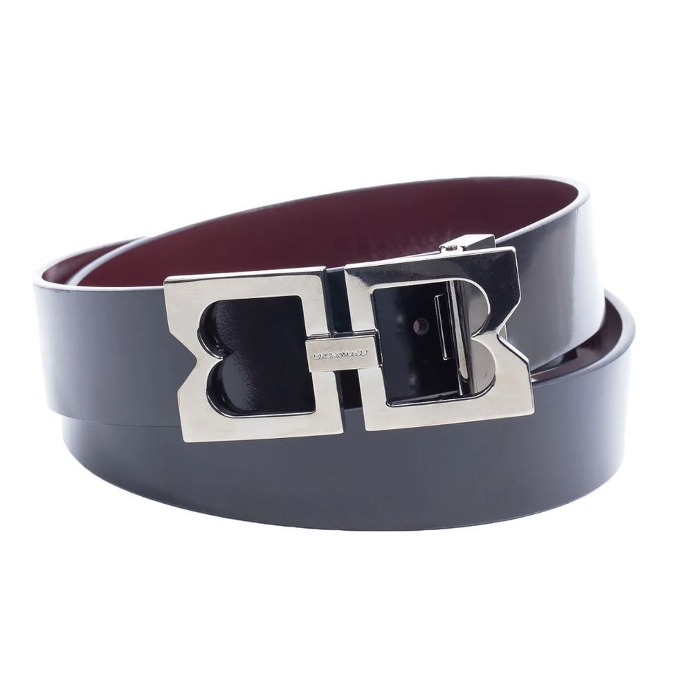 Bruno Magli Men's Double BB Belt 40 Italian Leather $245 NLA NWT Black & Wine